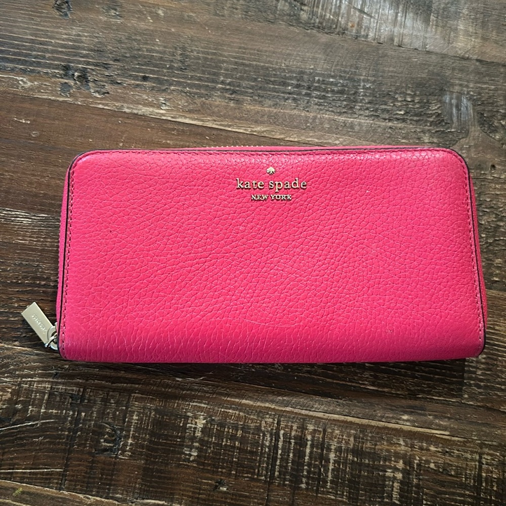 kate spade - hot pink long zip wallet